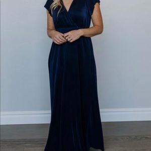Navy - Pleated Maxi Dress